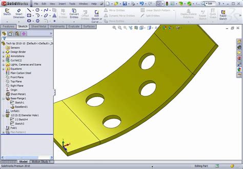 curved sheet metal part solidworks|sheet metal bending in SolidWorks.